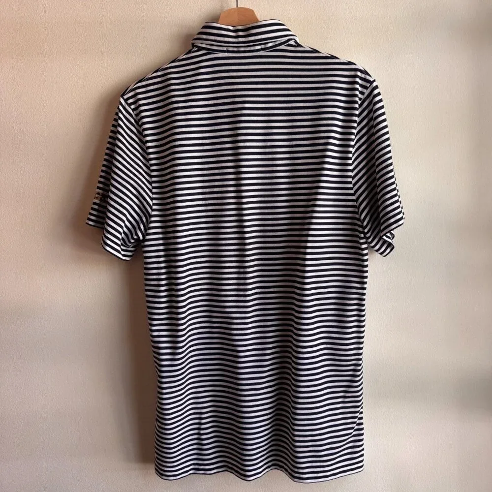 Ralph Lauren Stripe Golf Polo M PGA Patch ProFit Blue White Classic Country Club